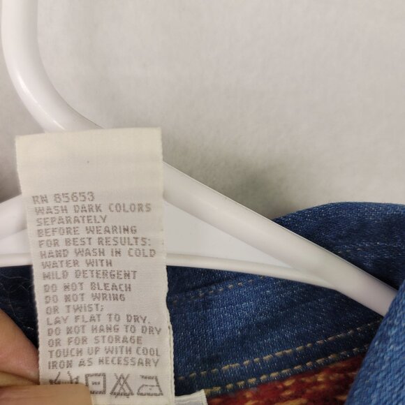 VTG Koret Denim Navajo Button-Up Med Southwest Knit Sleeves Boho Aztec Deadstock - Picture 7 of 9